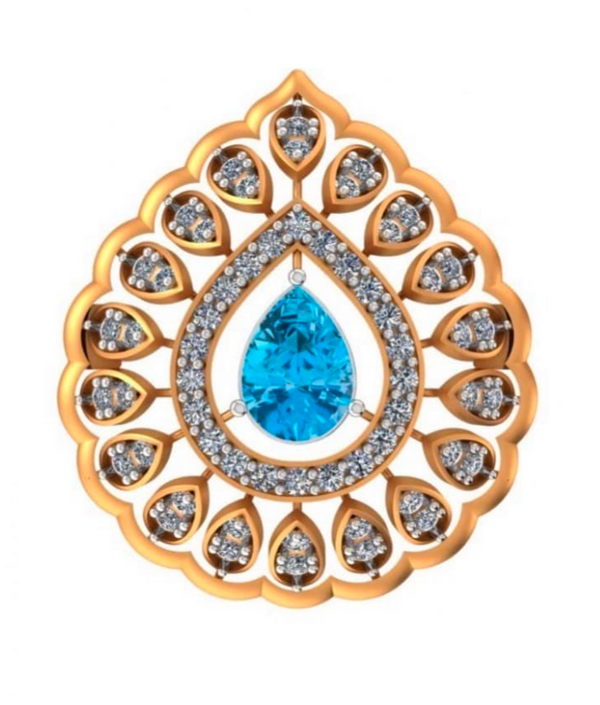 Blue Topaz Peacock Halo Ring