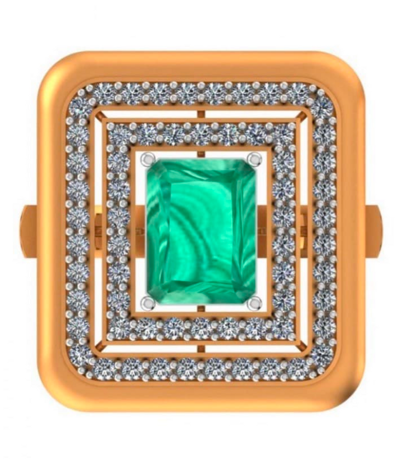 Emerald Square Halo Cocktail Ring